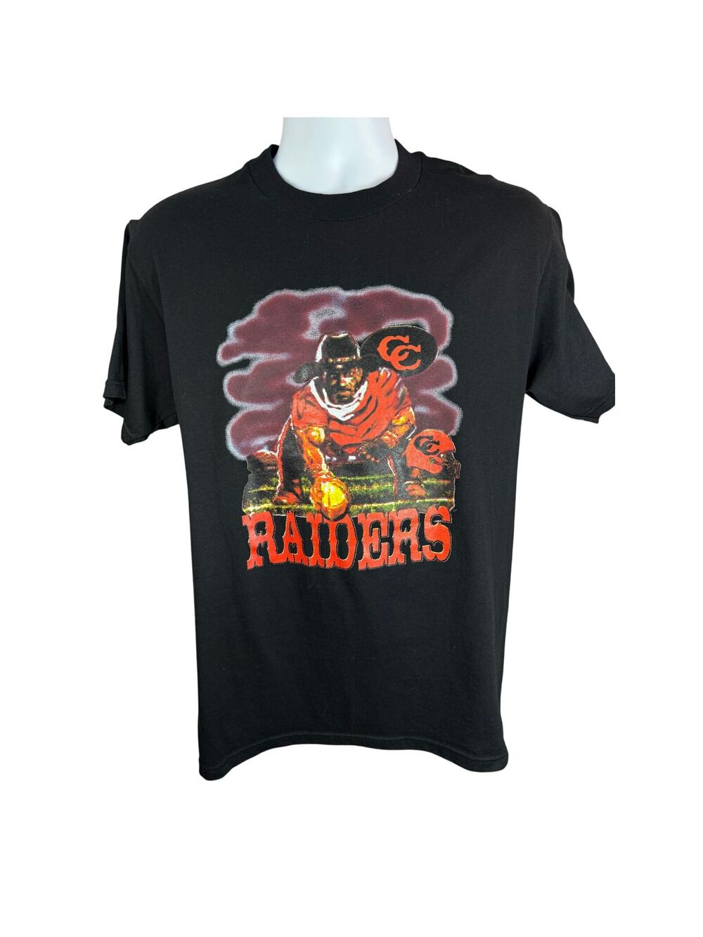 Vintage Hanes Heavyweight 50-50 Black Red Raiders Football Shirt Mens Medium